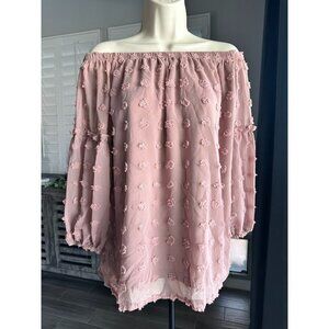 NWT: Rose Womens off the shoulder dotted blouse